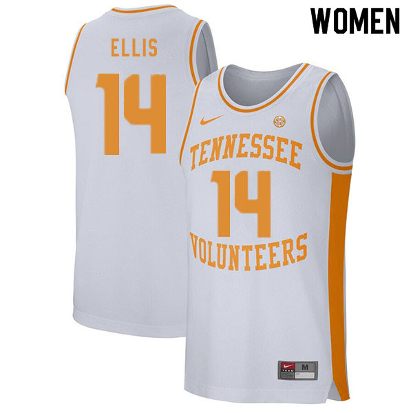 Women #14 Dale Ellis Tennessee Volunteers College Basketball Jerseys Sale-White